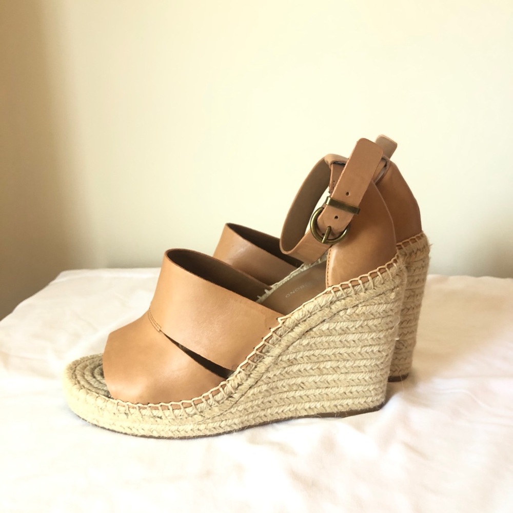 Leather platform espadrilles